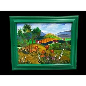 Framed Landscape Painting by Ronald Reed Serene Countryside with Wildflowers